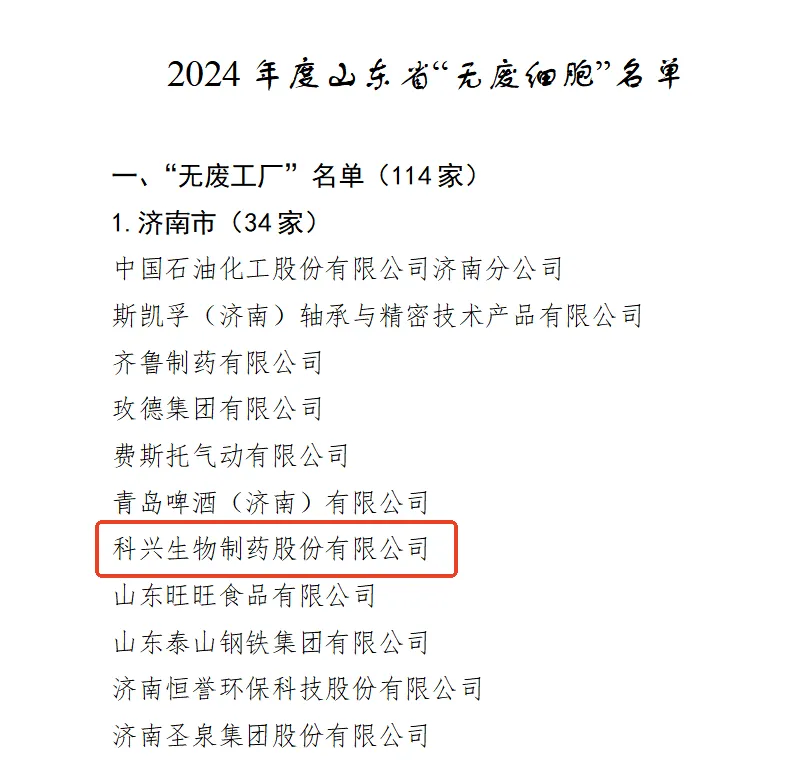 喜讯丨尊龙凯时 - 人生就是搏!制药荣获“2024年度山东省省级无废工厂”荣誉称号