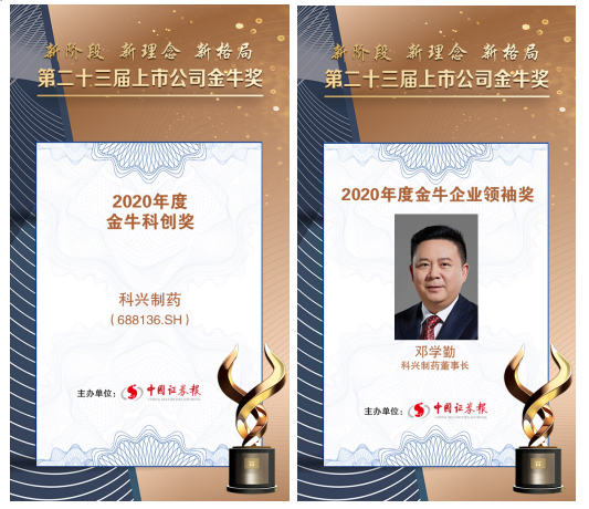 Kexing Biopharm Wins Two Golden Bull Awards for Listed Companies